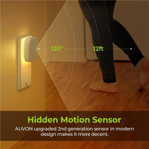 Plug-in LED Backlit Night Light with Motion Sensor & Dusk to Dawn Sensor, Warm - Picture 4 of 7